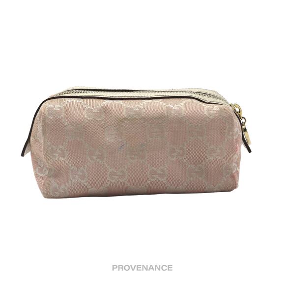 🔴 Gucci Cosmetic Pouch - Powder Pink GG Canvas Heart - Picture 2 of 11